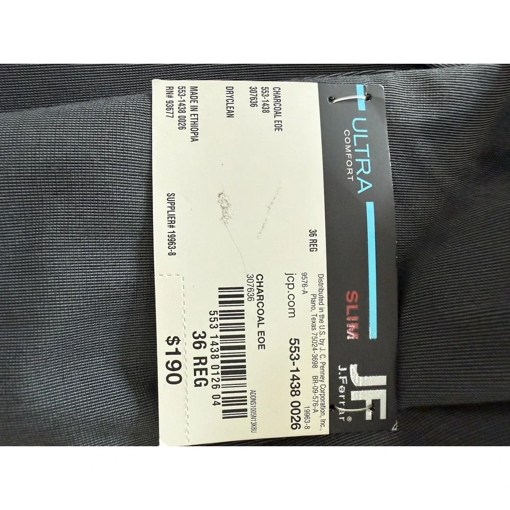 New Men's JF J. Ferrar Ultra Comfort Slim Fit Suit Jacket Gray 36 Regular